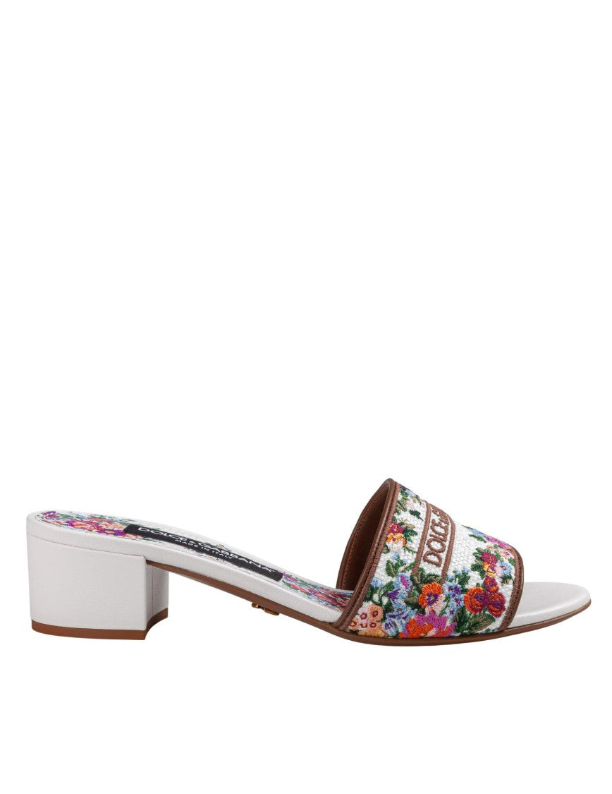 Dolce & Gabbana Heeled Slipper With Thread Embroidery