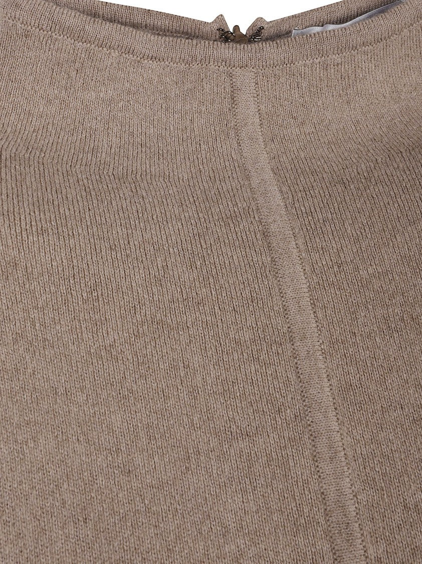 Max Mara Knee-Length Knit Dress With High Neckline And Central Seam