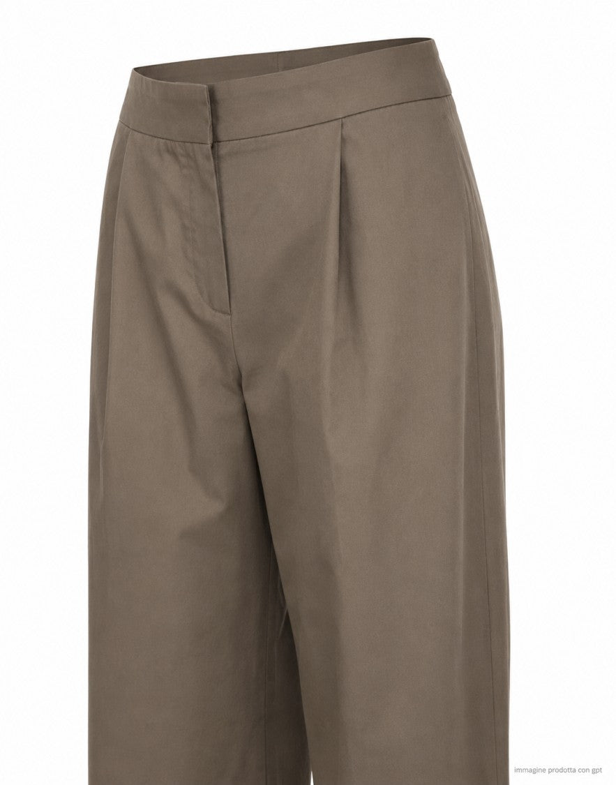 Hevo Taupe Torresantandrea Cotton Wide-Leg Trousers