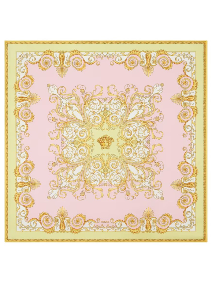 Versace Pink Baroque Silk Scarf