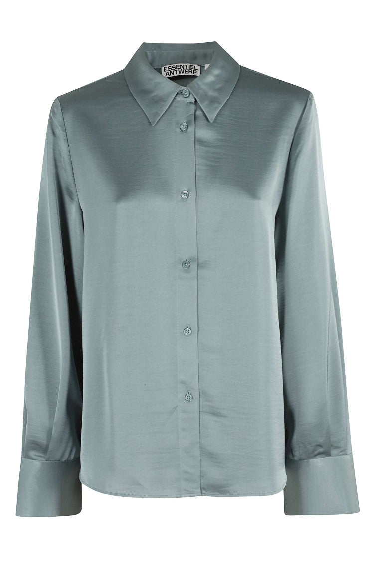Essentiel Antwerp Cropped Boxy Shirt With Classic Collar And Center Button Closure