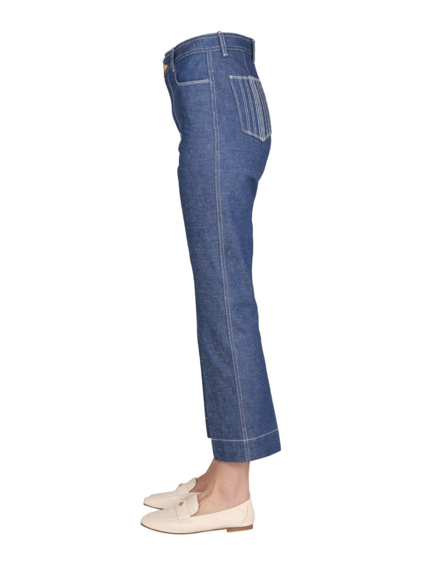 Tory Burch Cropped Wide-Leg Jeans