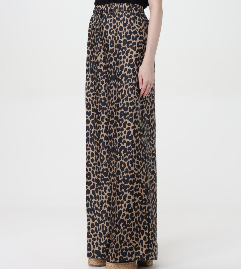 Max Mara Wide-Leg Palazzo Pants With Bold Leopard Print