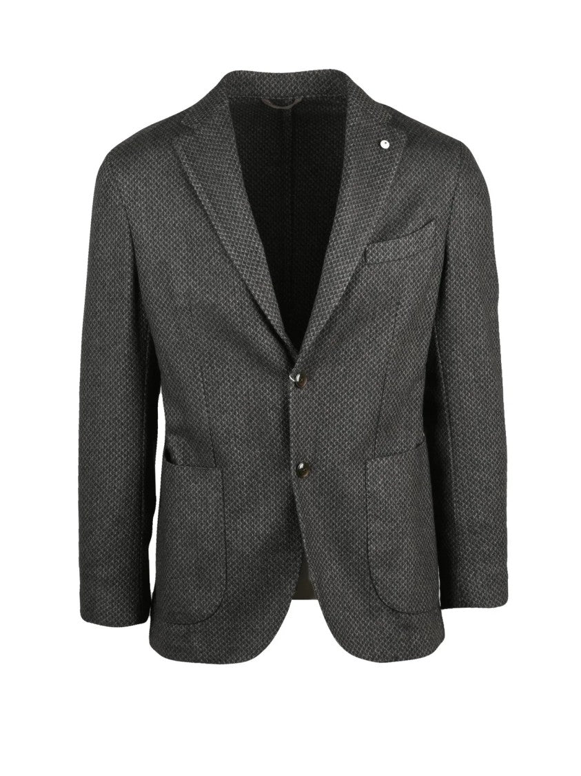 L.B.M. 1911 Rounded Jacket With Textured Fabric And Button Closure