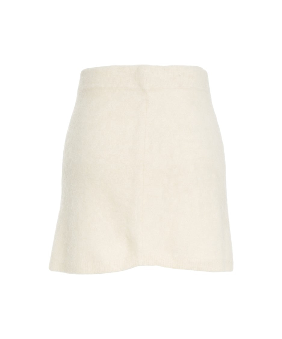 Soft Goat Alpaca Blend Mini Skirt With High Waist