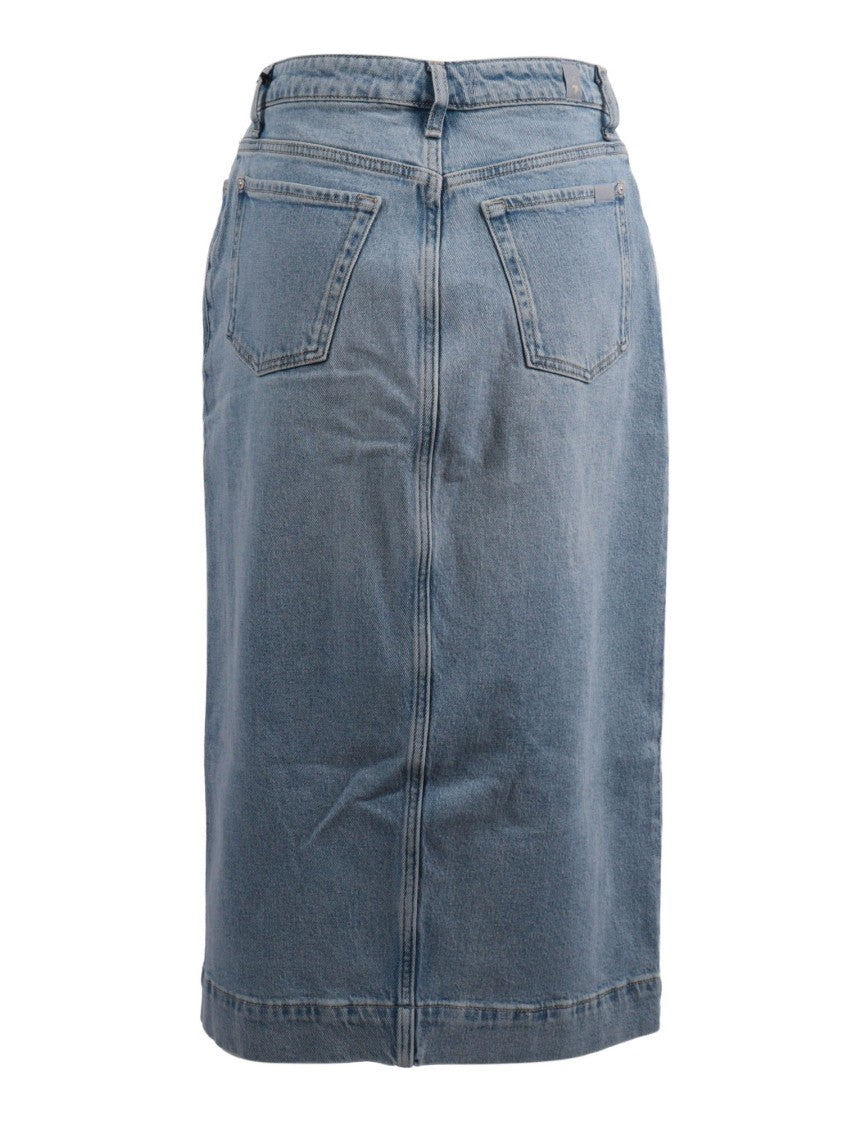 7 For All Mankind Amber Vintage Wash Denim Midi Skirt
