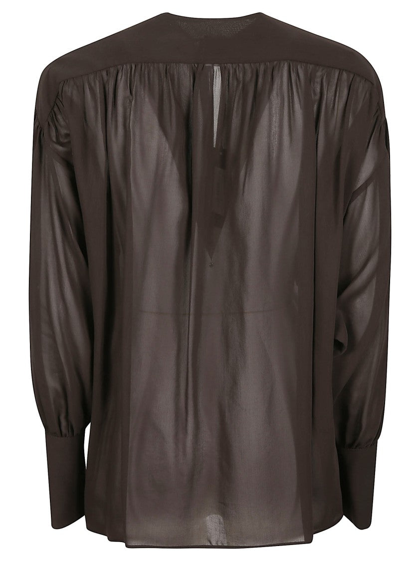 Pinko Asola Sheer Gathered Viscose Blend Blouse