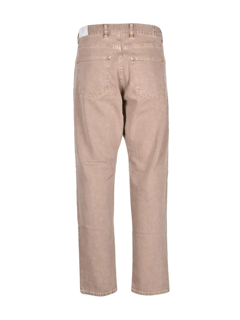 Eleventy Five Pocket Beige Straight-Leg Jeans With Subtle Fading Details
