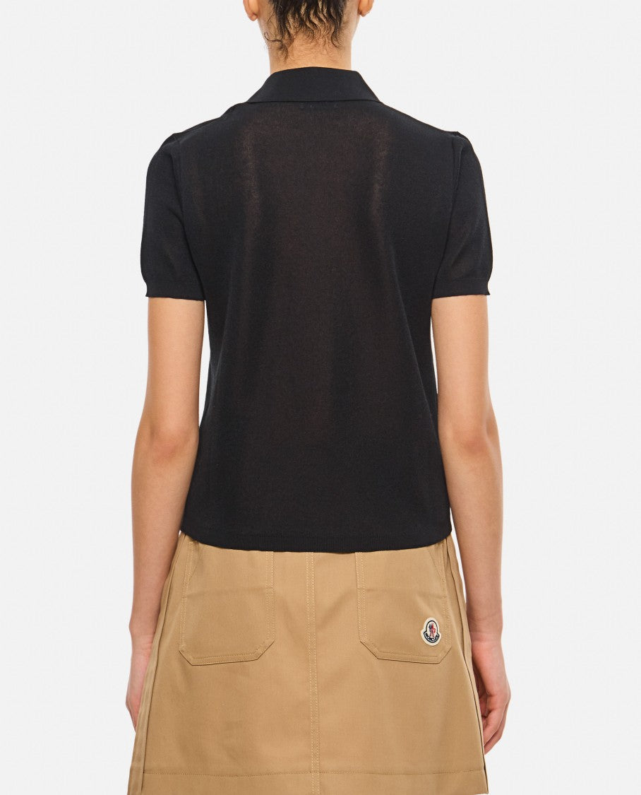 Moncler Semi-Transparent Black Polo Shirt