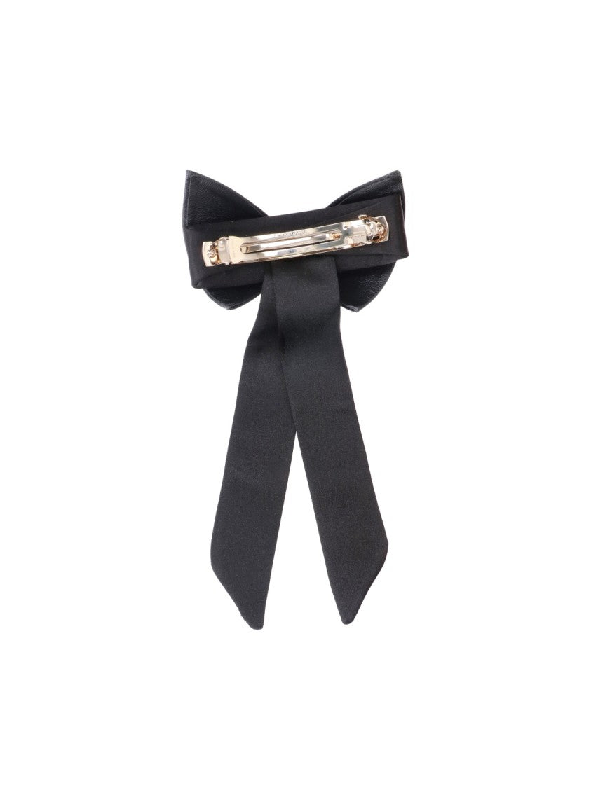 Ferragamo Black Bow Viscose-Silk Hair Clip