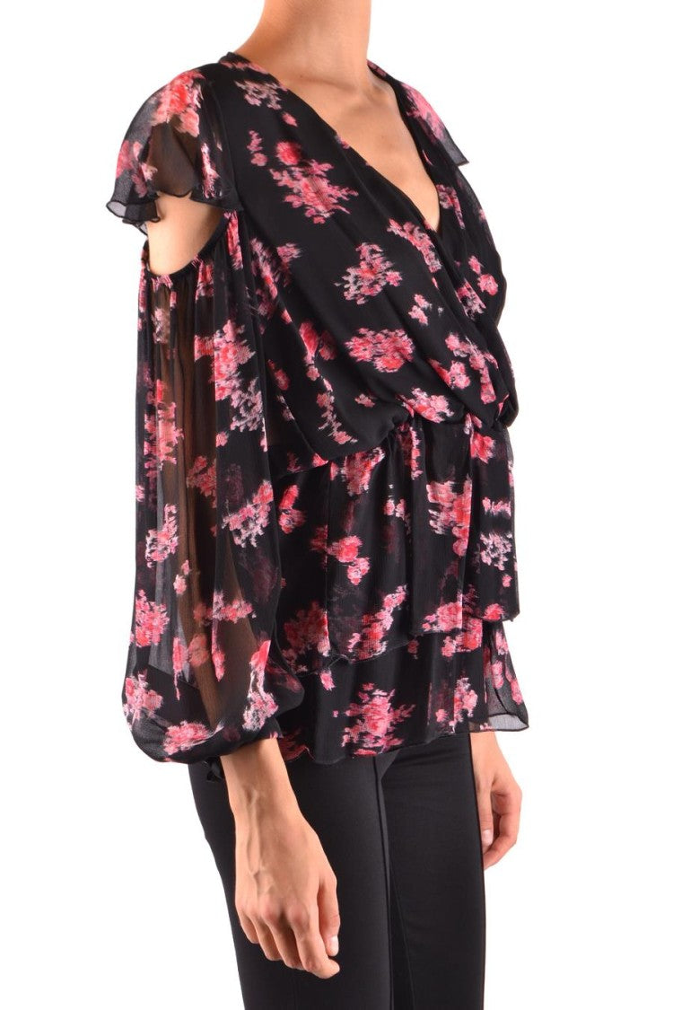 Pinko Floral Print Black Sheer Blouse