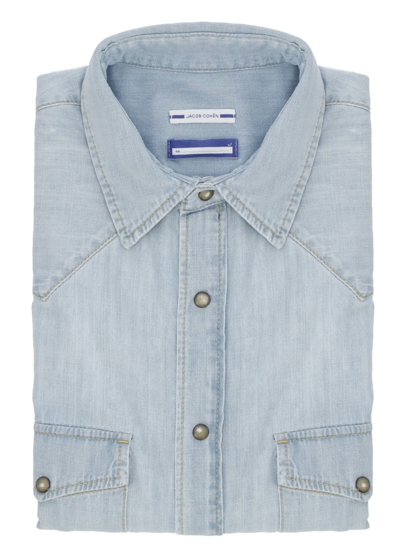 Jacob Cohen Light Blue Cotton Denim Shirt