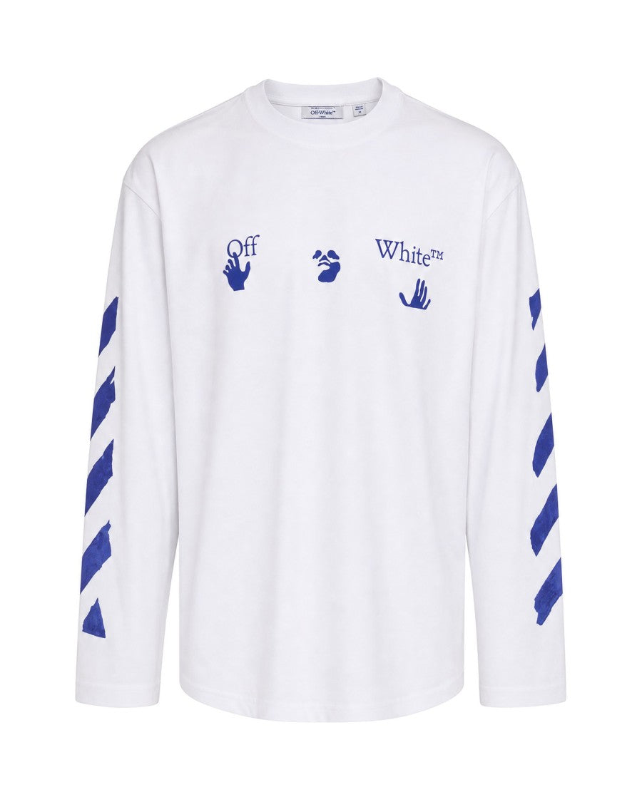 Off-White White Cotton Diagonals Long-Sleeve T-Shirt