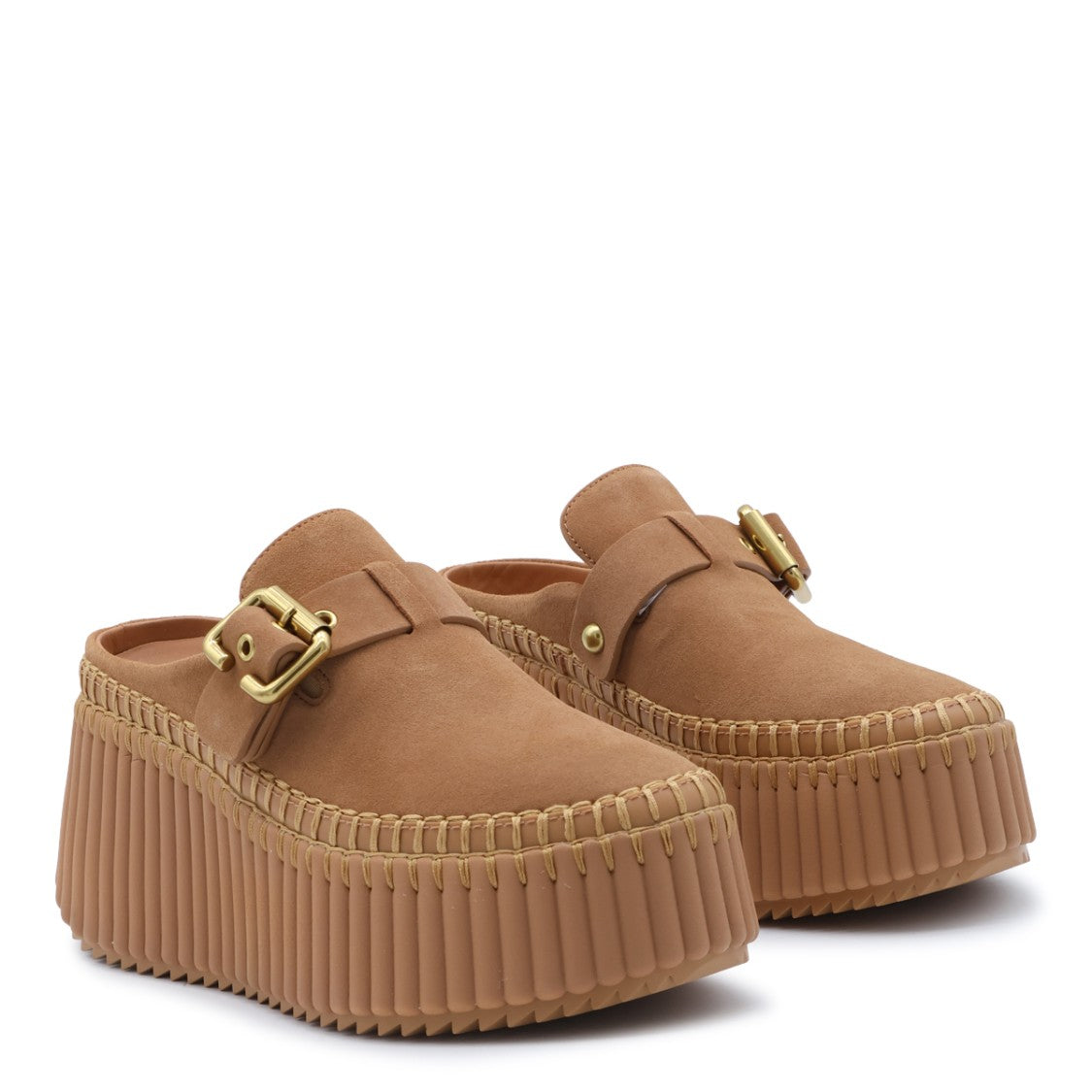 Chloé Pottery Brown Leather Sabot Sneakers