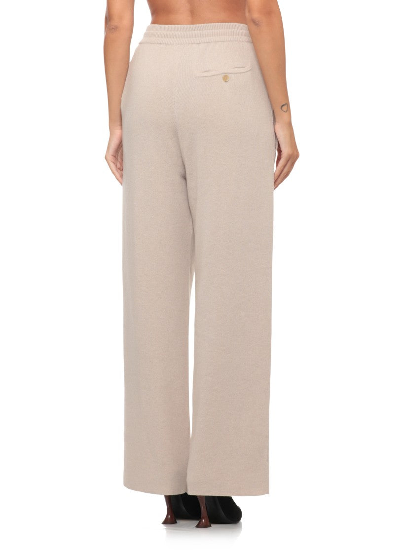 Lanvin Wide-Leg Trousers With Drawstring Waist And Textured Finish