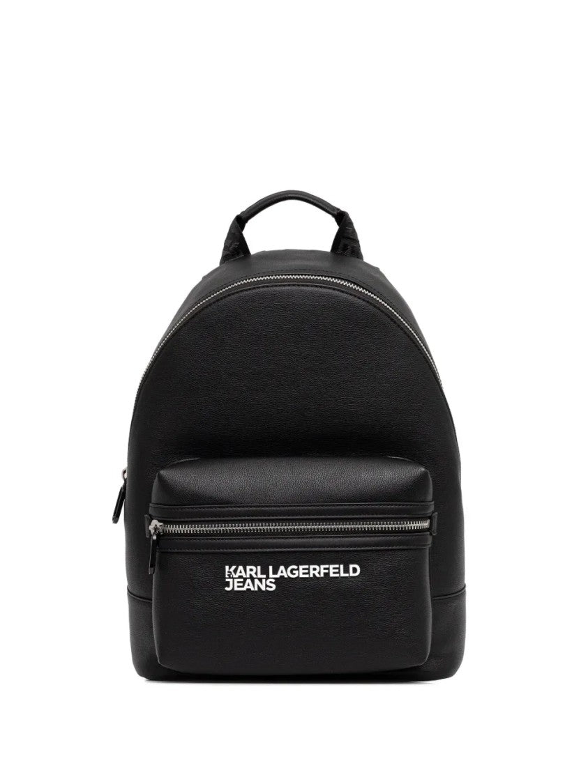 Karl Lagerfeld Structured Black Backpack With Adjustable Straps And Versatile Carrying Options