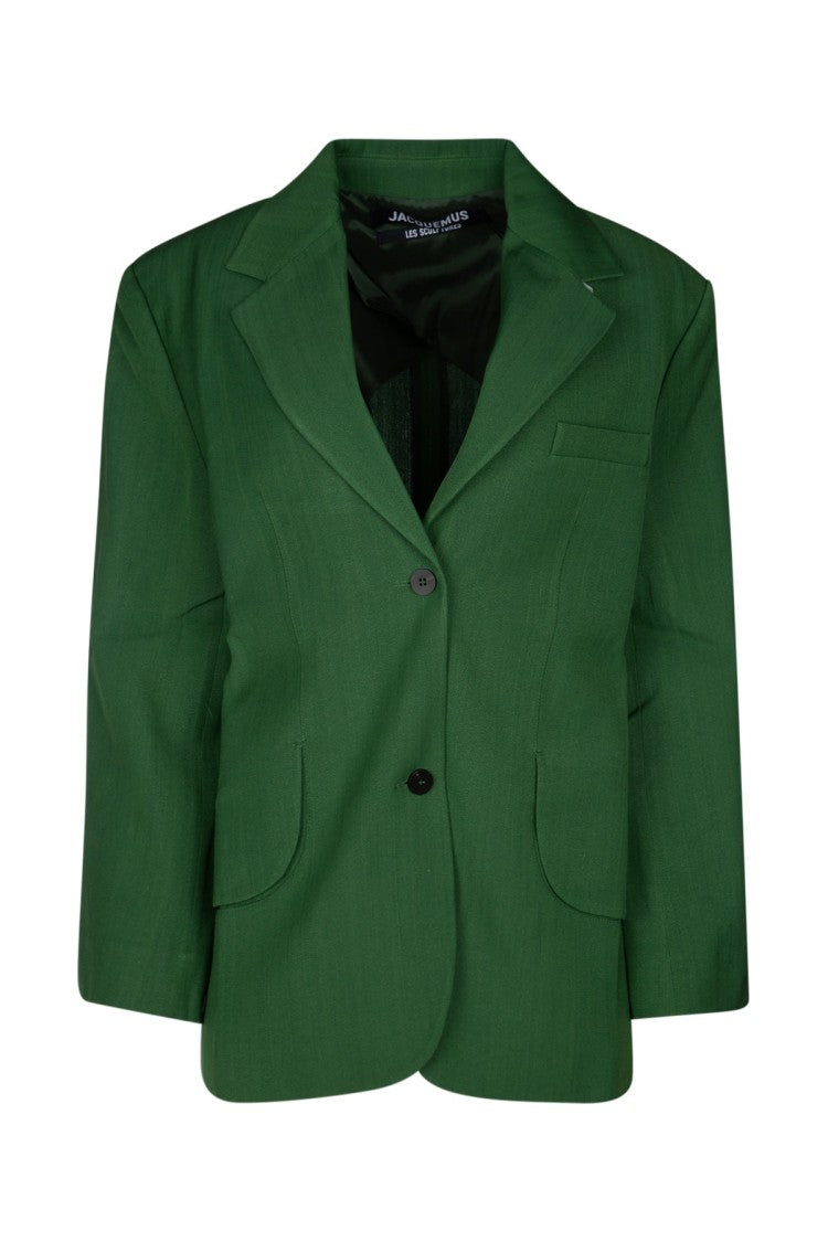 Jacquemus Tailored Green Blazer With Notch Lapel