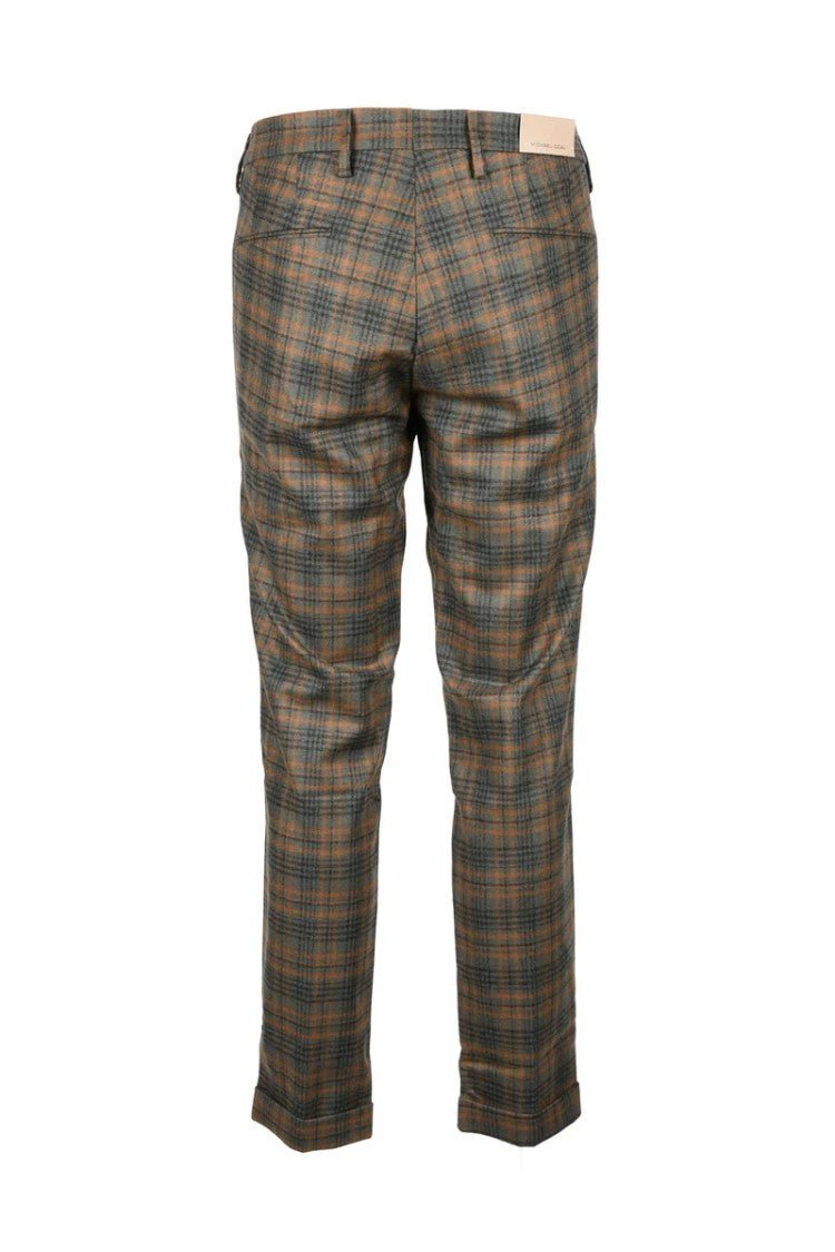 Michael Coal Tailored Plaid Trousers In Wool Blend With Refined Detailing