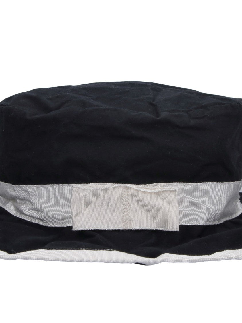 Scha Black Wide-Brimmed Contrast Band Cotton Hat