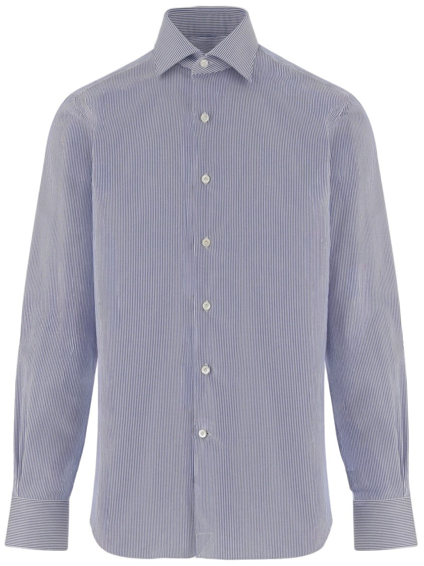Gherardi Blue Striped Cotton Shirt
