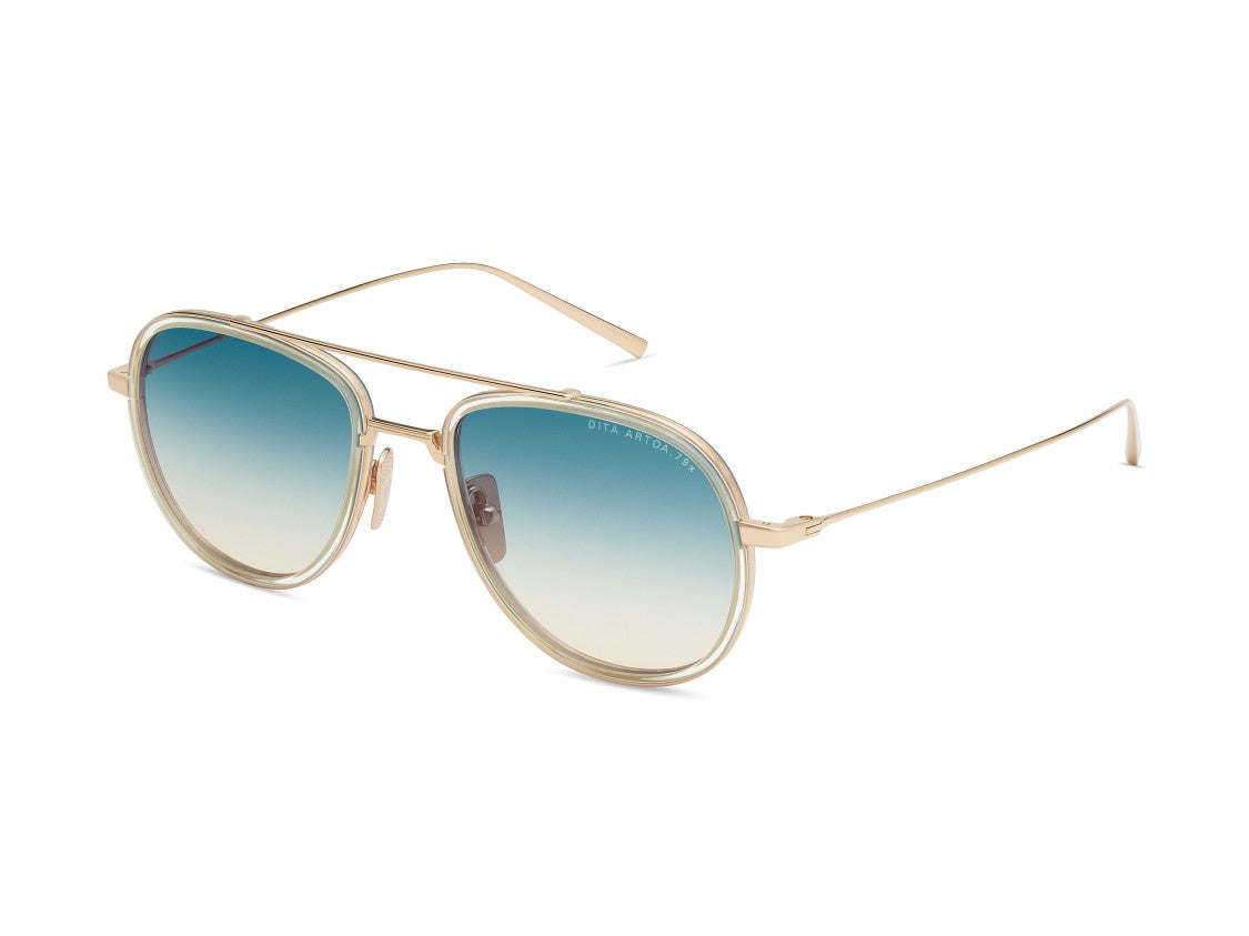 Dita Blue Artoa.79X Gradient Gold Frame Aviator Sunglasses