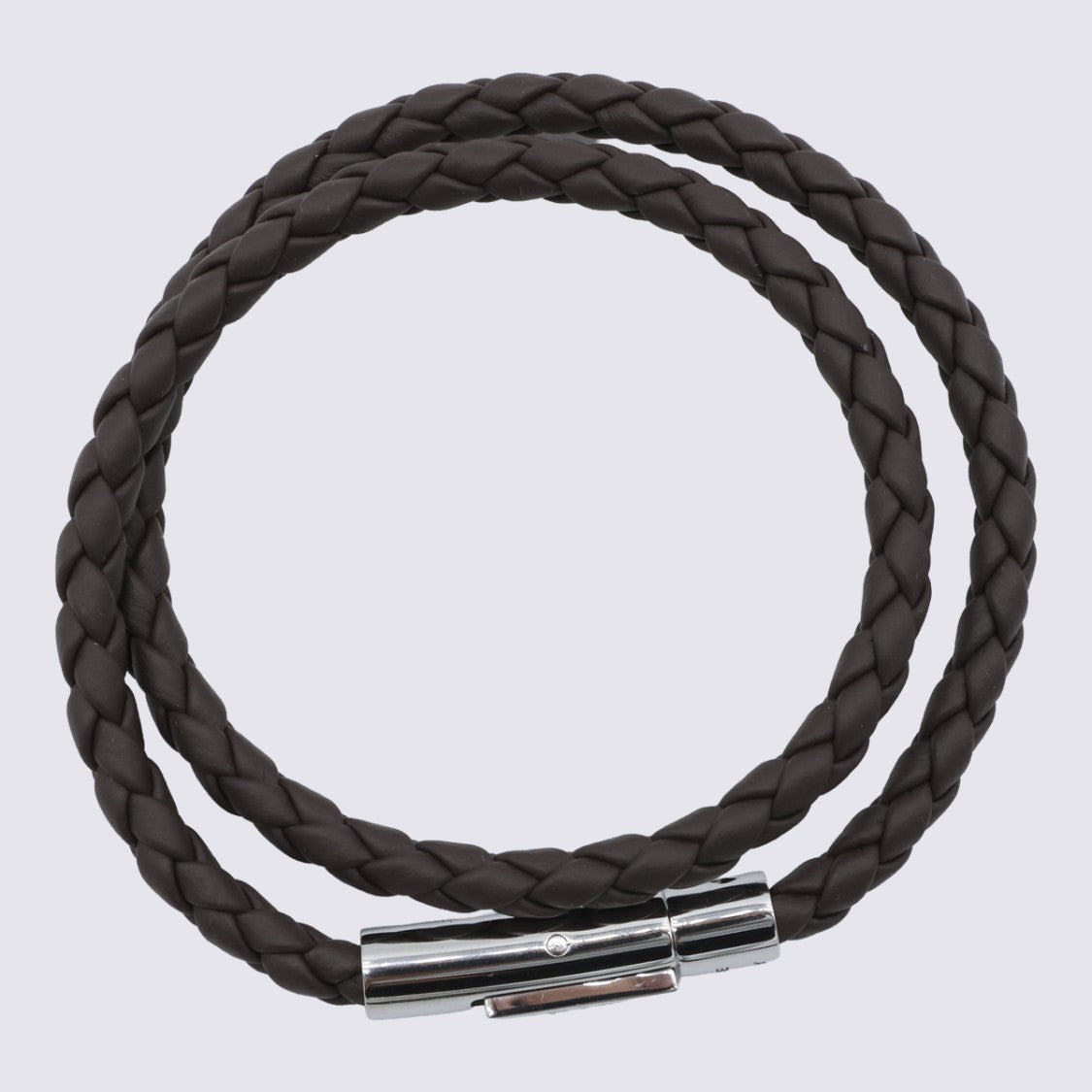 Tod's Double-Wrap Braided Leather Bracelet With Polished Silver Clasp