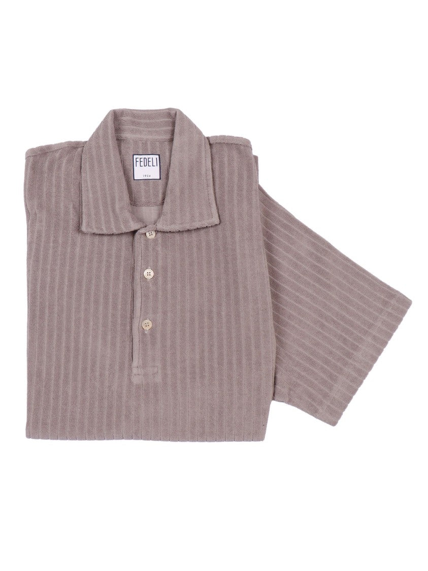 Fedeli Ribbed Texture Knitted Polo Shirt