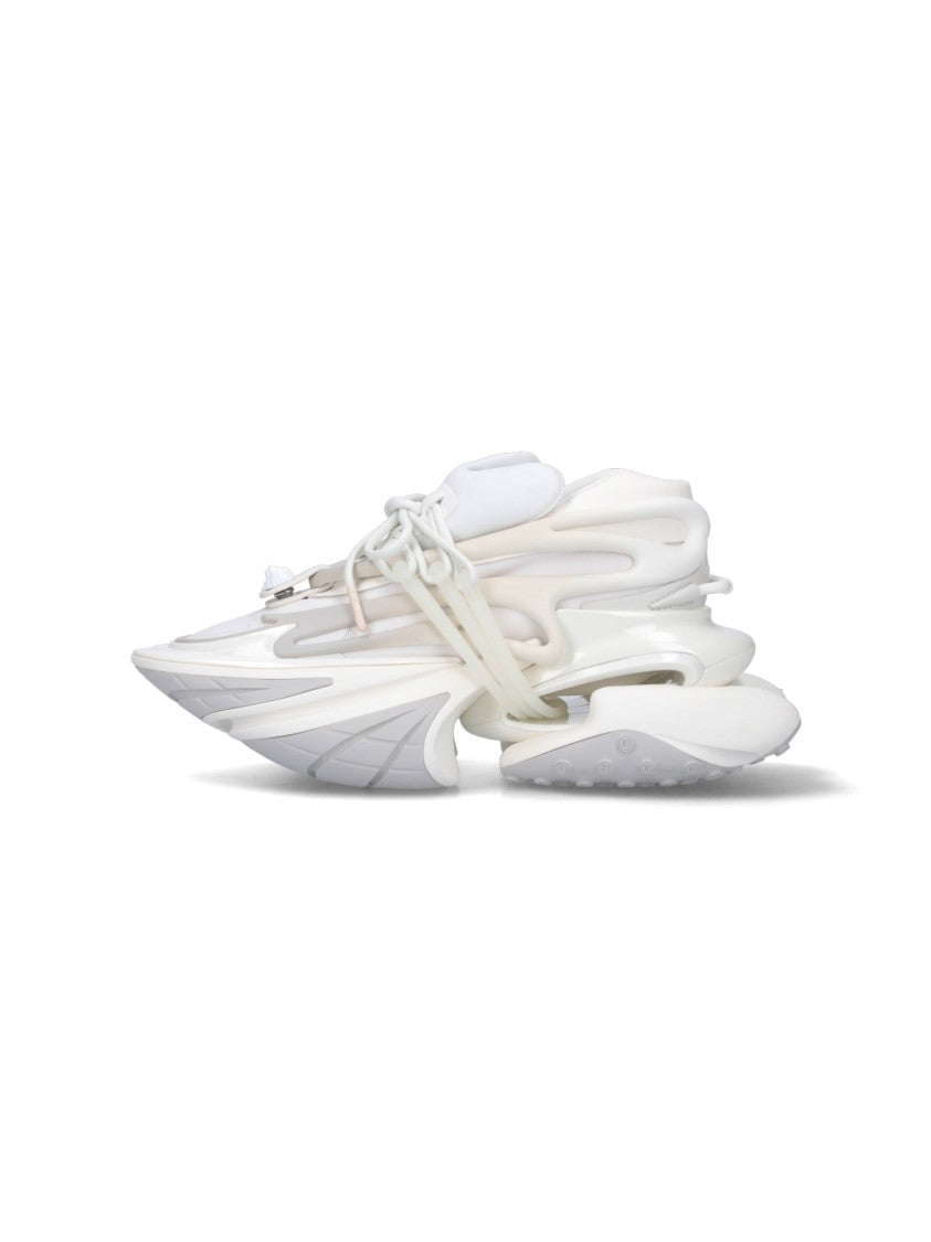 Balmain Sculptural White Sneakers With Integrated Lacing System