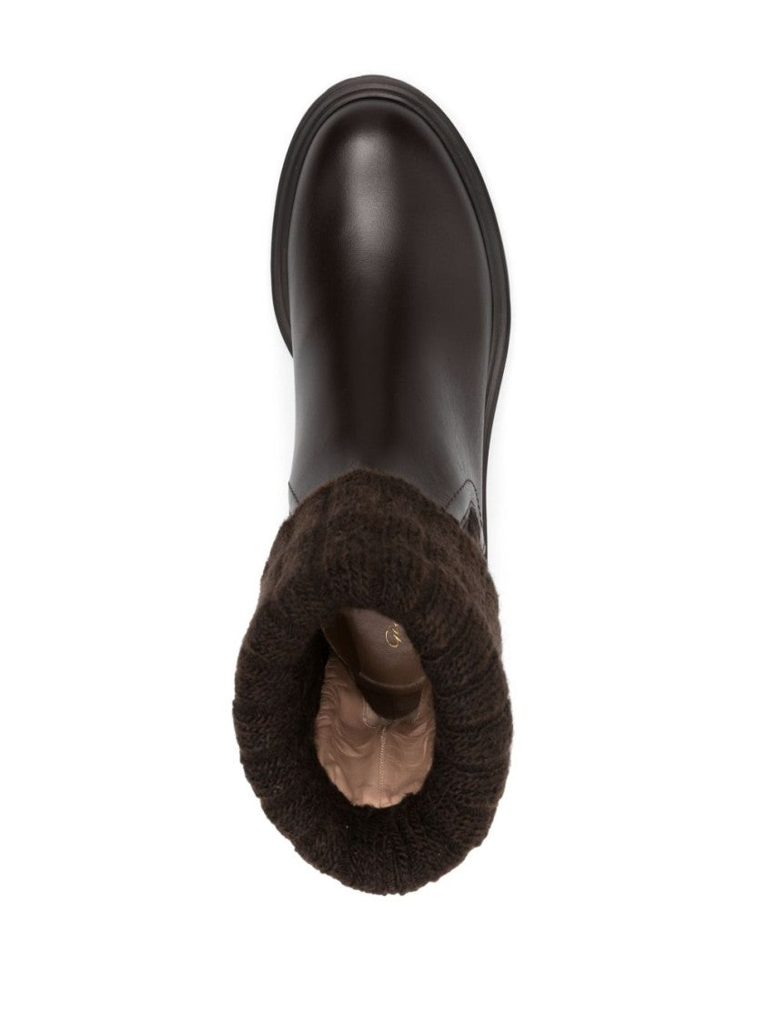 Gianvito Rossi Tenney Boots With Knitted Cuff And Chunky Sole
