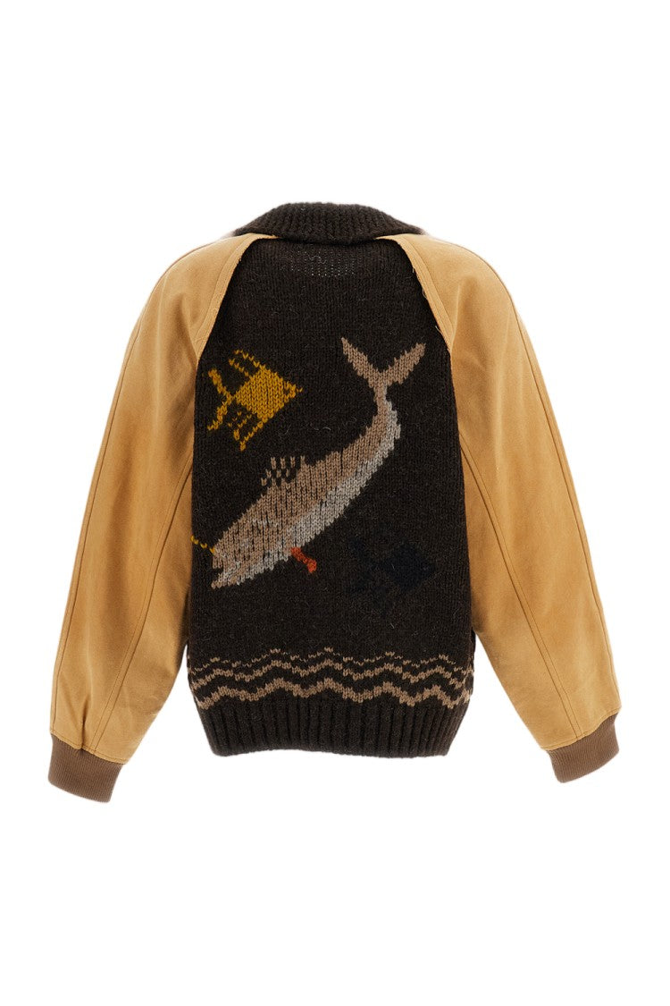 Khoki Patchwork Design Wool And Cotton Jacket