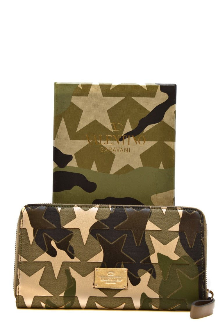 Valentino Garavani Military Green Camouflage Star Print Fabric Shoulder Bag
