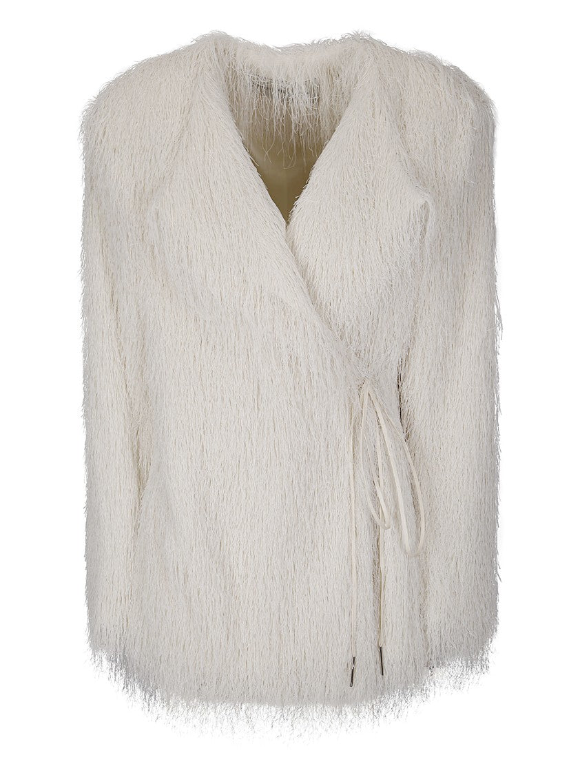 Dries Van Noten Fluid Fringe Jacket With Wrap Closure