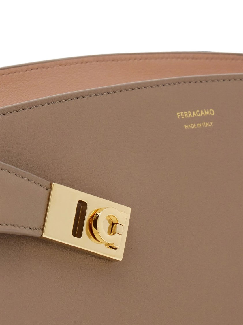 Salvatore Ferragamo Elongated Calf Leather Shoulder Bag With Gold-Tone Hardware