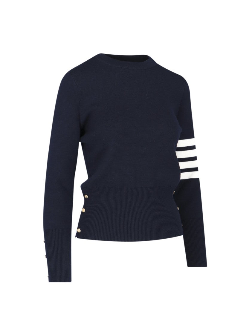 Thom Browne Blue 4-Bar Crewneck Virgin Wool Sweater