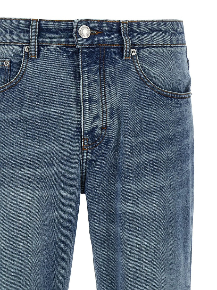 Ami Delavé Finish Straight Leg Denim Jeans With Button Closure