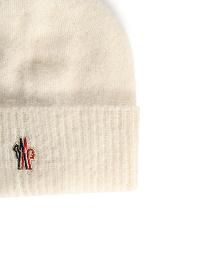 Moncler Grenoble Tricot Beanie In Alpaca And Ivory Wool