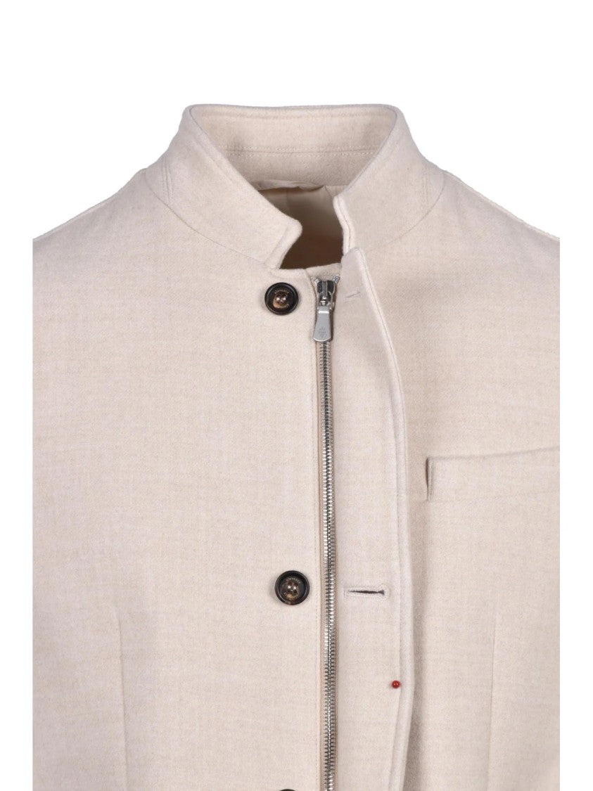 Eleventy Beige Down-Filled Wool Jacket