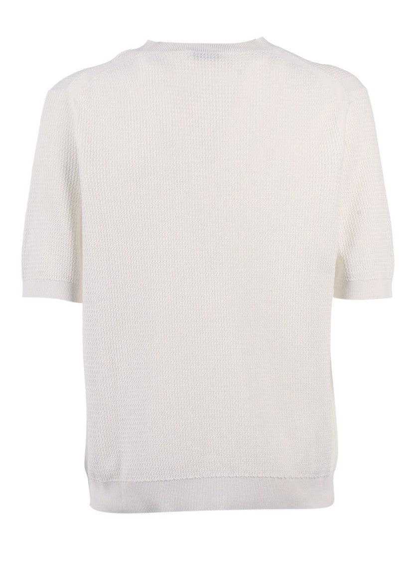 Ballantyne White Cotton Short Sleeve Sweater
