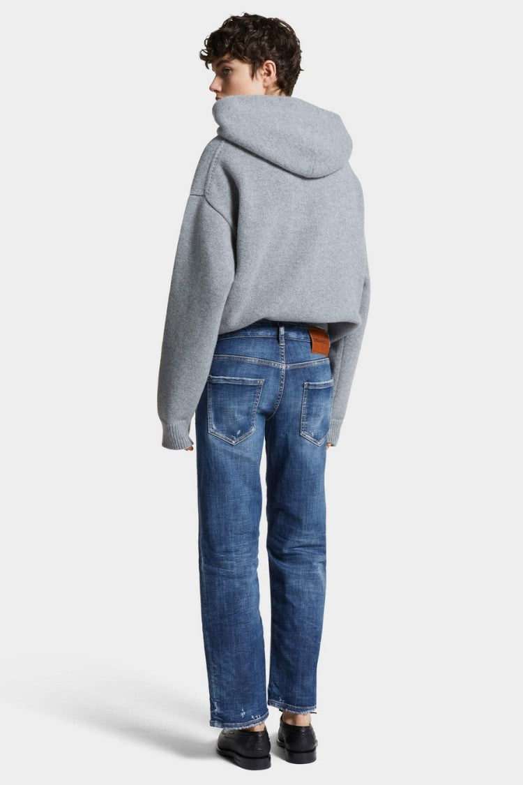 Dsquared2 Blue Cotton-Polyester Distressed Skinny Jeans