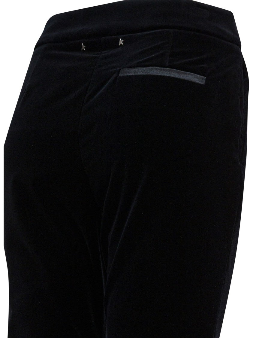 Golden Goose Mid-Rise Black Flared Pants With Unique Ribbed Texture