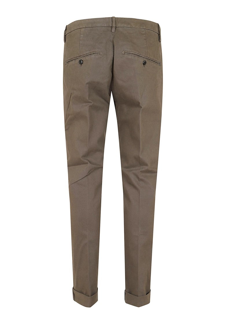 Dondup Low-Rise Brown Stretch Cotton Trousers With Tailored Fit
