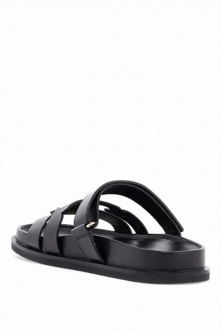 Tory Burch Black Leather Sandal With Cut-Out Pattern