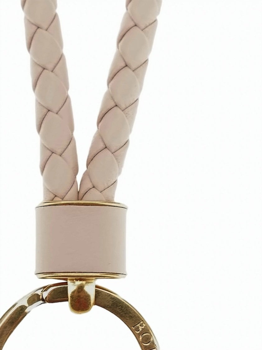 Bottega Veneta Braided Lambskin Leather Keyring With Polished Gold-Tone Ring