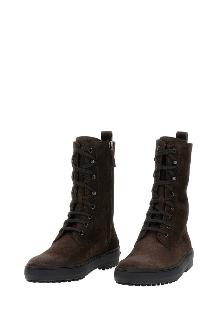 Tod's Brown Winter Gommino 84L Waterproof Suede Ankle Boots