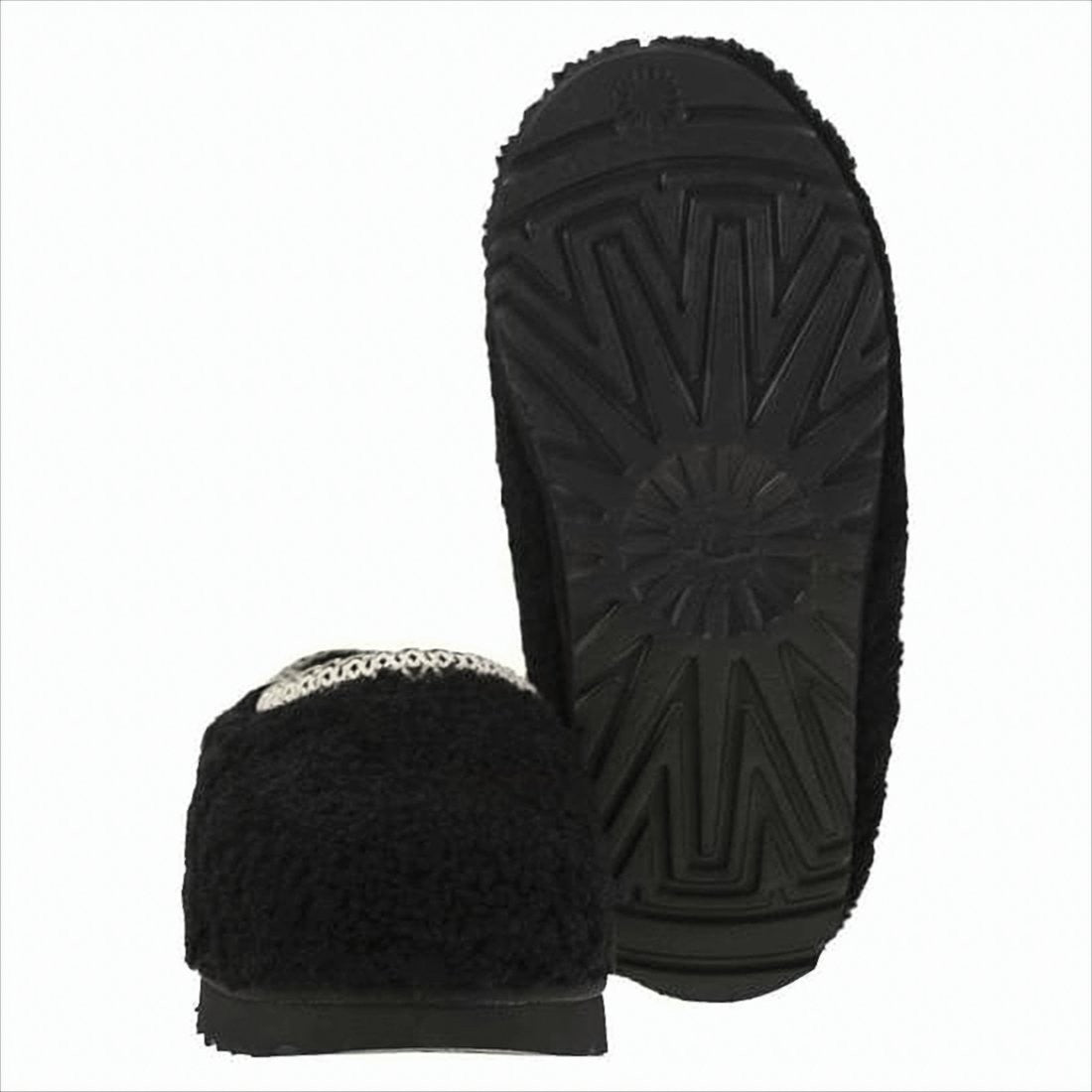 Ugg Plush Lambskin Mule Slippers With Contrasting Trim