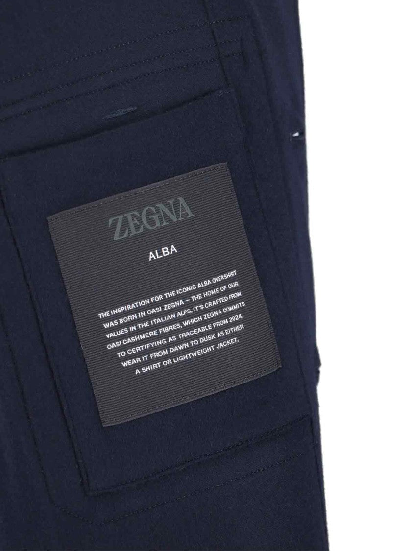 Zegna Navy Cashmere Shirt Jacket