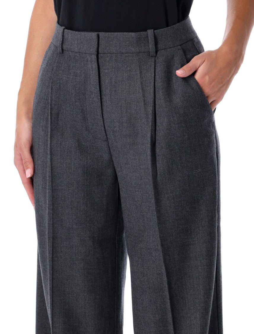 Anine Bing Dark Grey Wide-Leg Wool Trousers