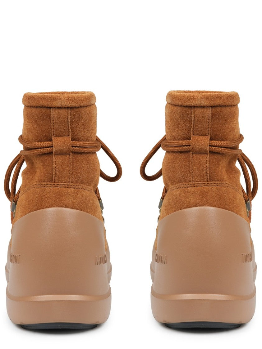 Moon Boot Mid-Height Brown Suede Boots With Rugged Sole