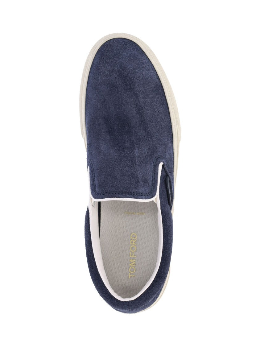 Tom Ford Suede Slip-On Sneakers With Elastic Side Panels