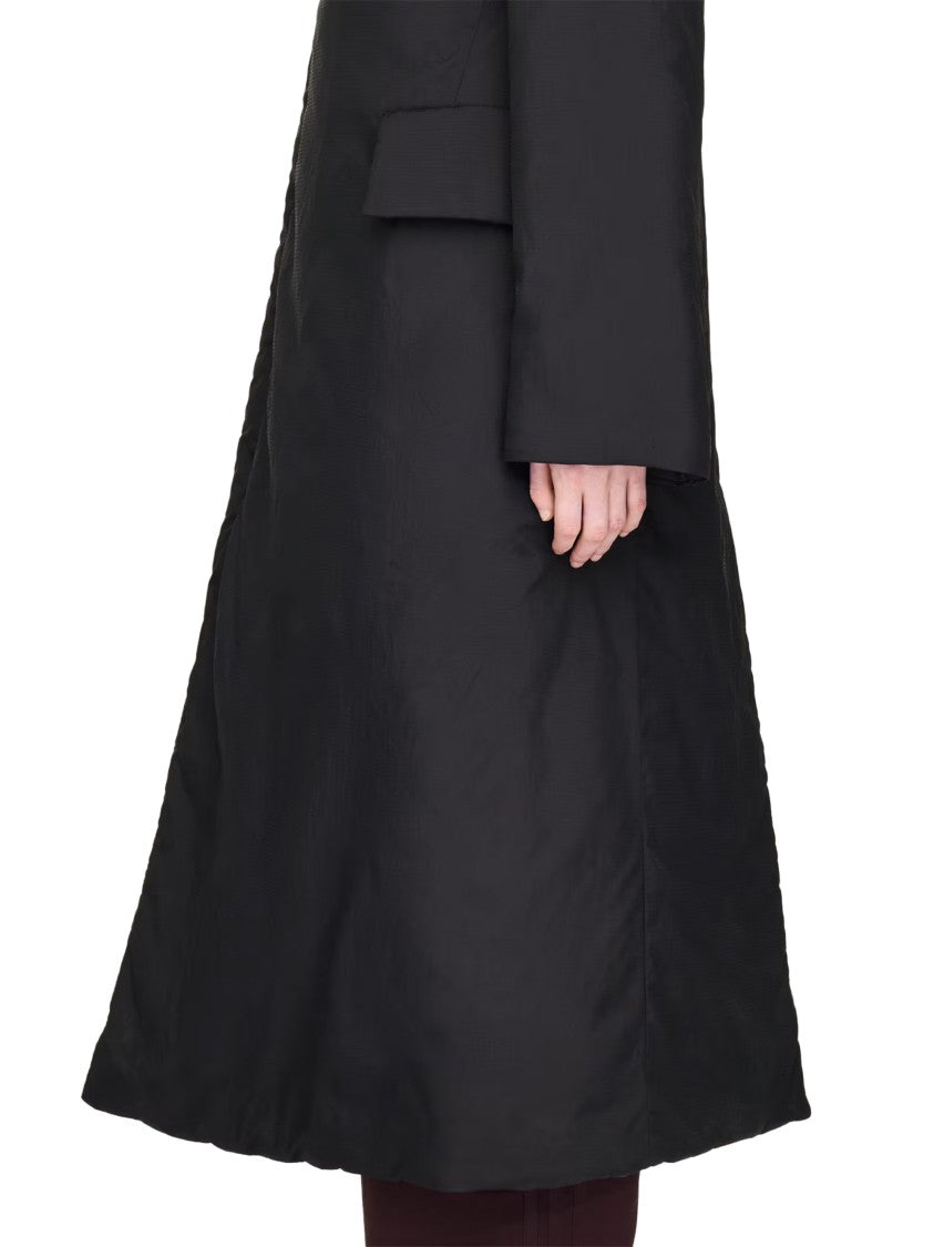 Y-3 Mid-Thigh Length Black Coat With High Collar